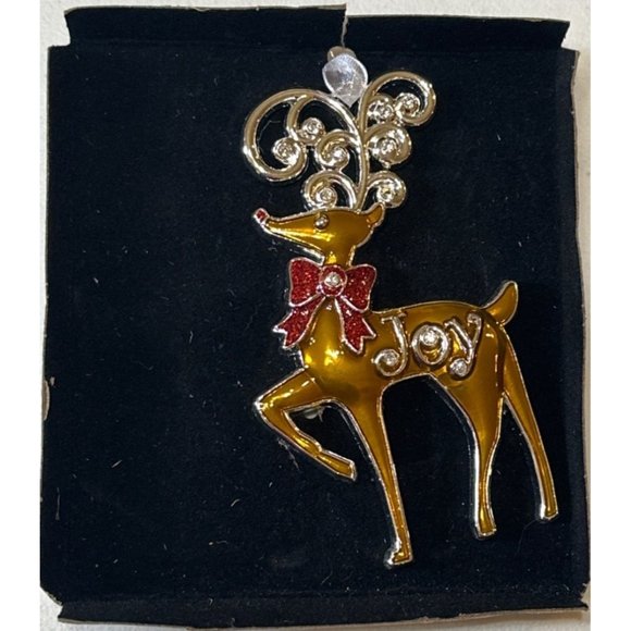 Regent Square Christmas Reindeer Ornament 2022 w/European Crystals 4" (BOXED) - Picture 2 of 7